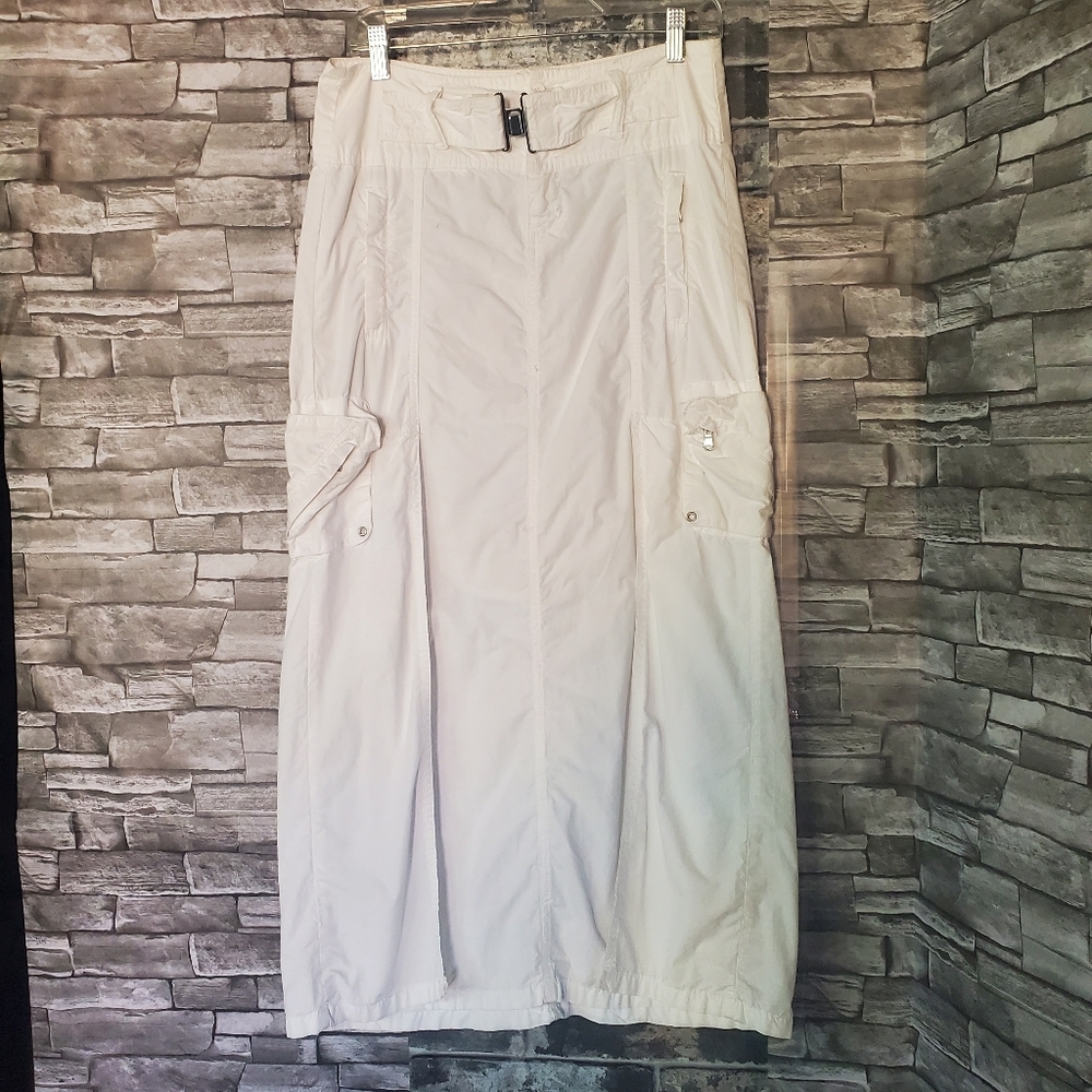 Fly Girl Cargo White Midi Skirt Beachy Summer Vacation Minimalist Size Medium